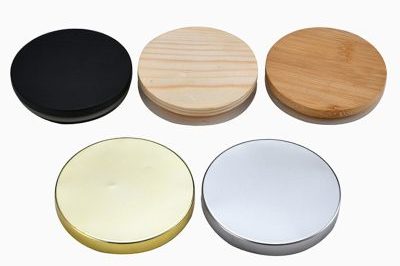 Frosted glass candle jars with wooden lid (1)