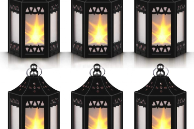 Geometric mini metal black lantern (2)