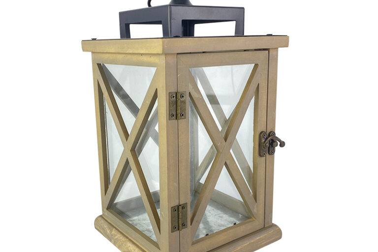 Wooden lantern with glass sides and metal roofs (1)