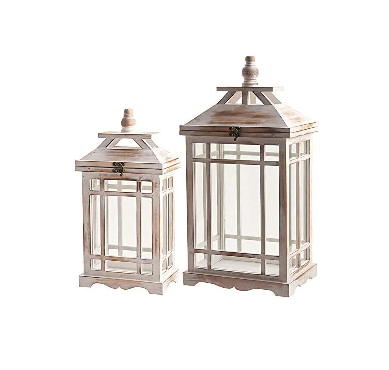 Wooden Candle Lantern for Home and Garden