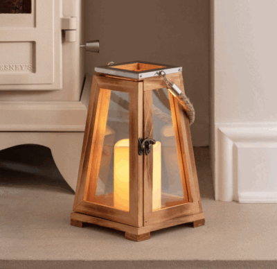 Wooden Candle Lantern for Home and Garden