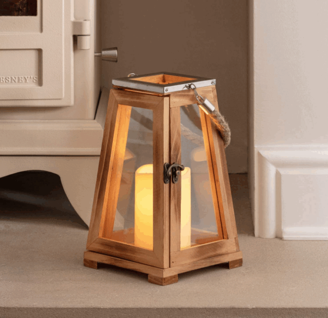 Wooden Candle Lantern for Home and Garden