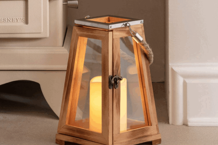 Wooden Candle Lantern for Home and Garden