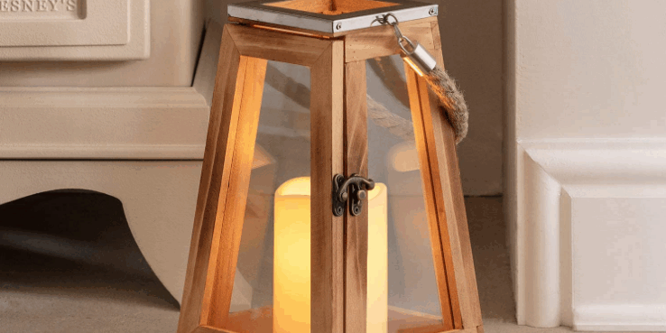 Wooden Candle Lantern for Home and Garden