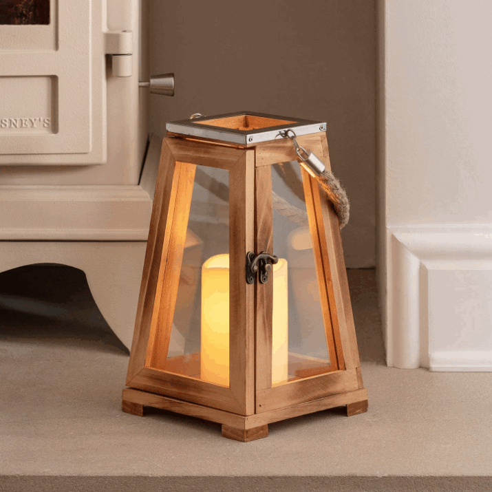 Wooden Candle Lantern for Home and Garden