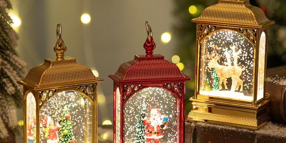 Lighted Christmas Lanterns LED Santa