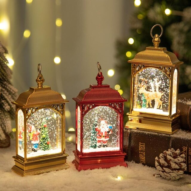 Lighted Christmas Lanterns LED Santa