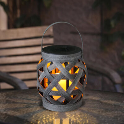 LED Solar Wooden Hanging Lantern