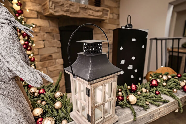Retro Wooden Lantern with LED Candle