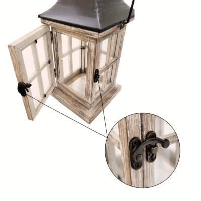 Retro Wooden Lantern with LED Candle