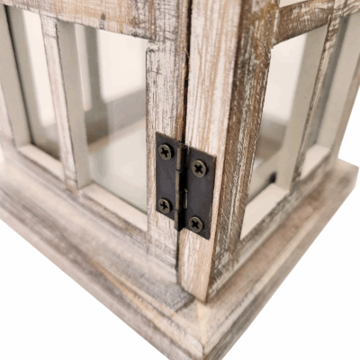 Retro Wooden Lantern with LED Candle