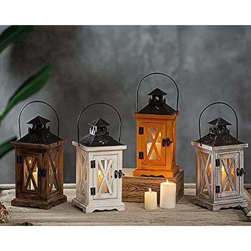 Vintage Brown Wooden Lantern for Candle