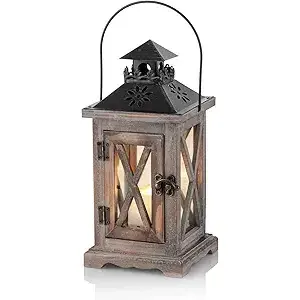 Vintage Brown Wooden Lantern for Candle