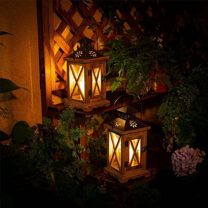 Vintage Brown Wooden Lantern for Candle