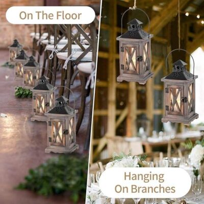 Vintage Brown Wooden Lantern for Candle