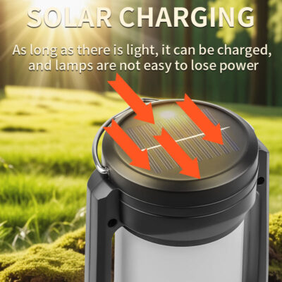 Solar Rechargeable Camping Lantern with LED Light