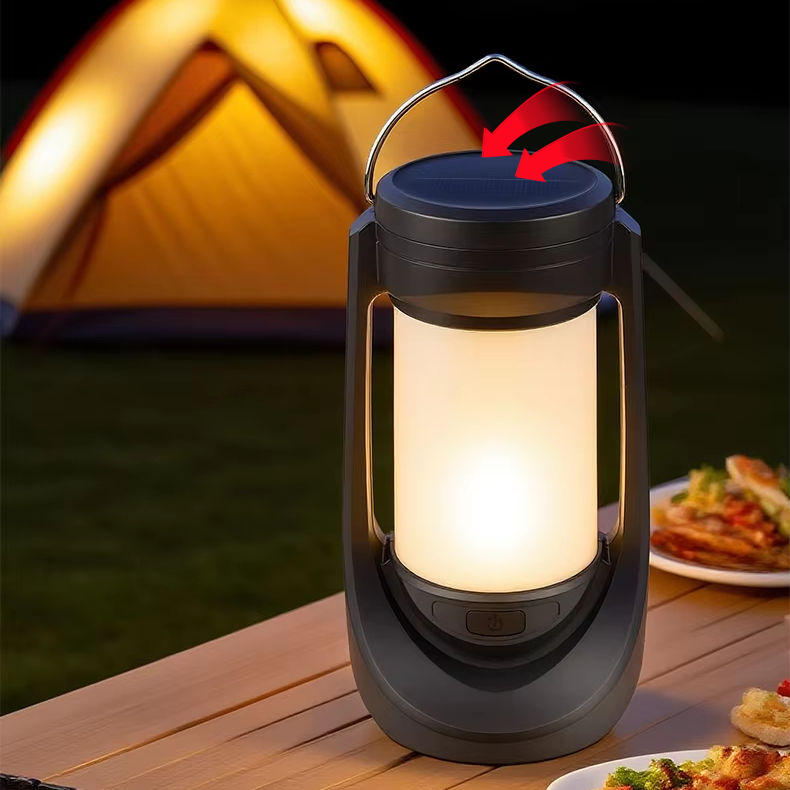 Solar Rechargeable Camping Lantern with LED Light