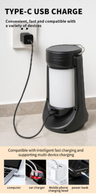 Solar Rechargeable Camping Lantern with LED Light